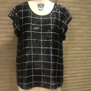Joie blouse black sequins. Size large.
